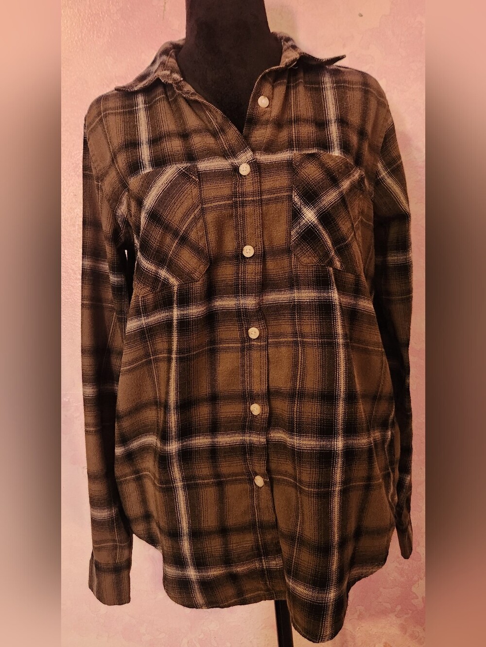 Mossimo Supply Co. Brown Plaid Button-Down Shirt